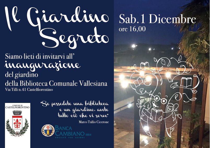 Sabato 1 dicembre inaugurazione del giardino della Biblioteca