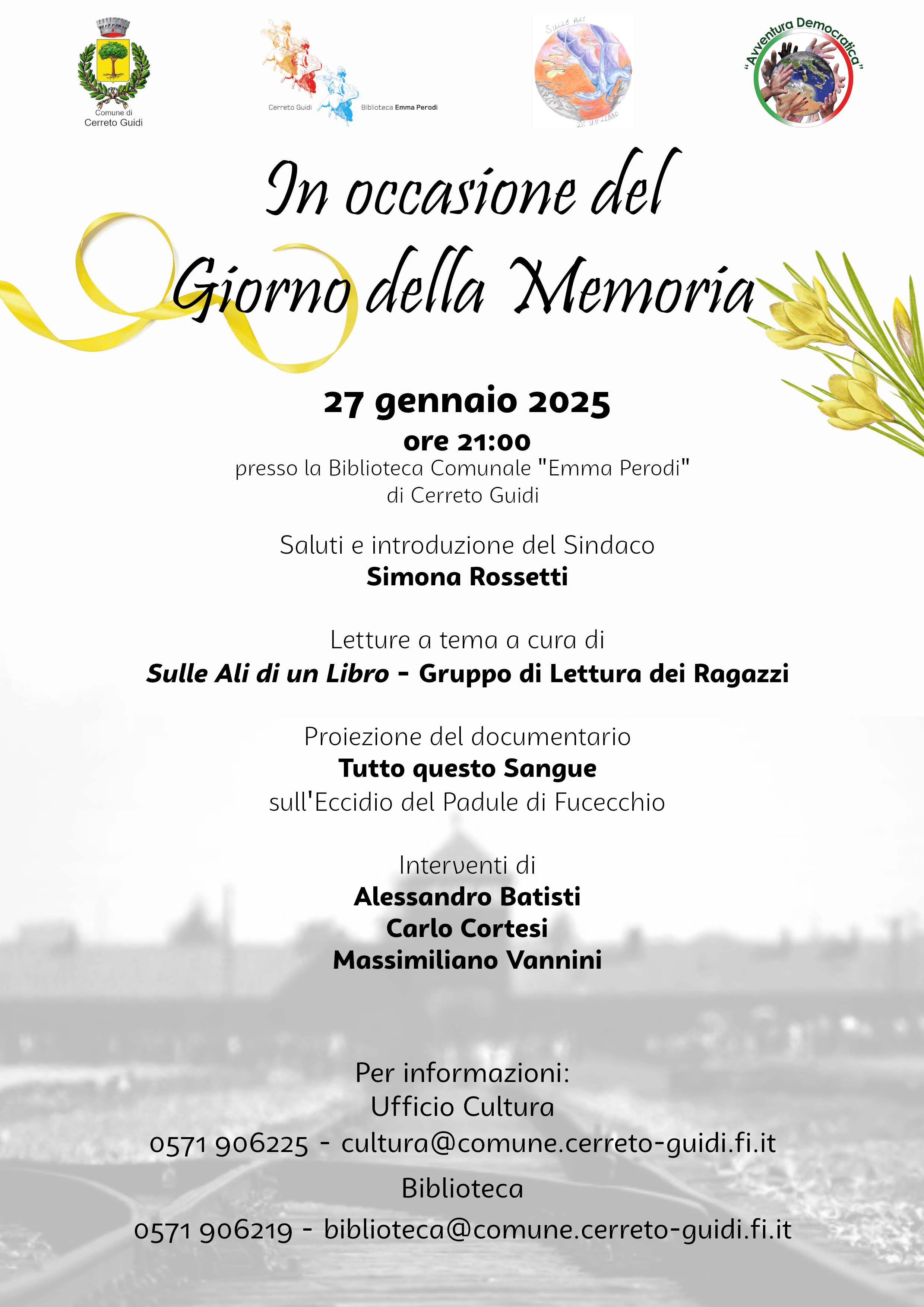 Locandina Giorno della Memoria 2025 - Cerreto Guidi